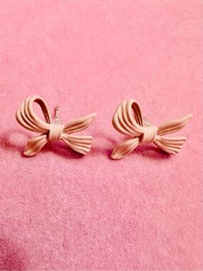 Blush Pink Bow Stud Earrings